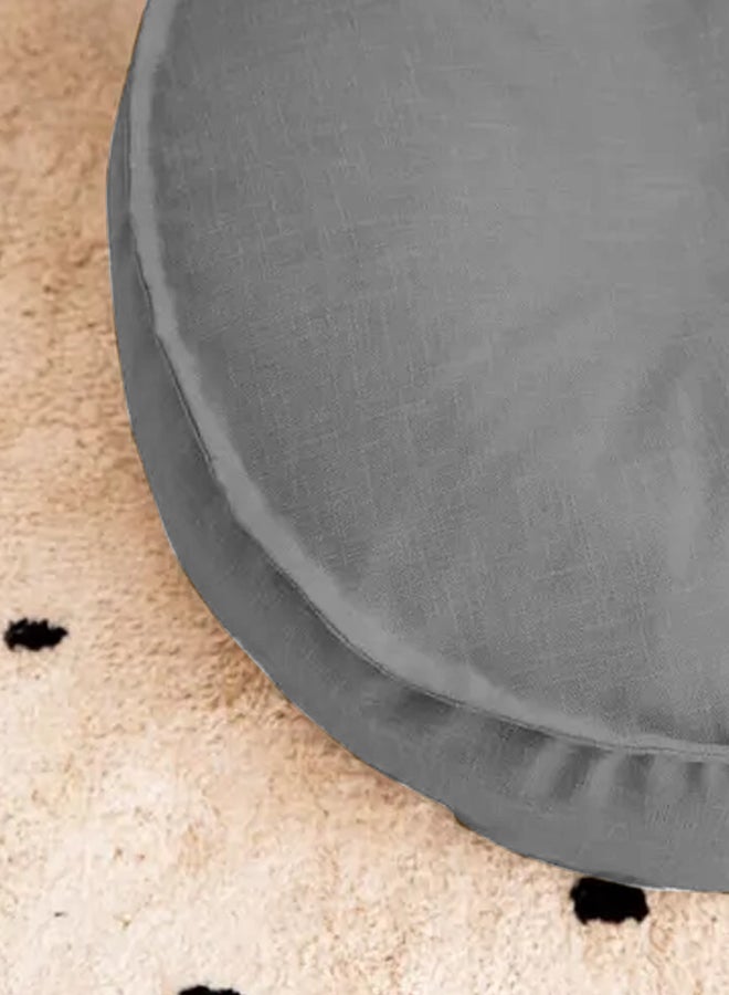 Round Decorative Linen Floor Cushion Linen Light Grey 90x40cm - v1688654310/N49767277A_2