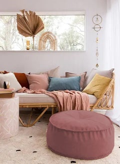 PENHALIGON'S Round Decorative Linen Floor Cushion Dark Pink 100x25cm  - Image 1