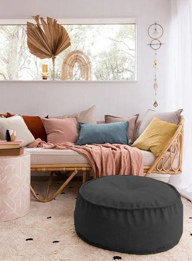 Round Decorative Linen Floor Cushion Linen Dark Grey 70x25cm - v1688654348/N38504180A_1