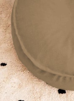 REGAL IN HOUSE Round Decorative Linen Floor Cushion Linen Beige 70x40cm  - Image 2