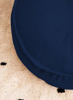 REGAL IN HOUSE Round Decorative Linen Floor Cushion Linen Dark Blue 70x40cm  - Image 2