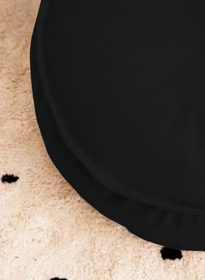 Round Decorative Linen Floor Cushion Linen Black 70x25cm - v1688654353/N38504170A_2