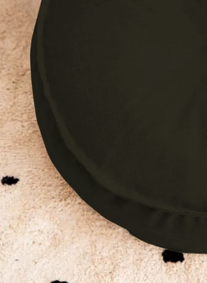 Round Decorative Linen Floor Cushion Linen Dark Brown 70x25cm - v1688654353/N38504174A_2