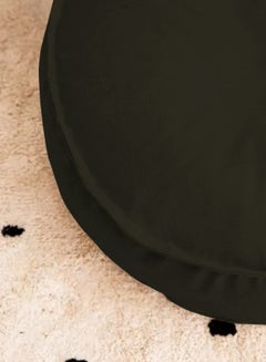 REGAL IN HOUSE Round Decorative Linen Floor Cushion Linen Dark Brown 70x25cm  - Image 2