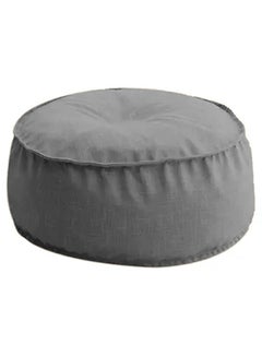 REGAL IN HOUSE Round Decorative Linen Floor Cushion Linen Light Grey 70x40cm  - Image 3