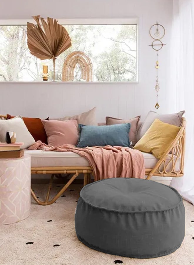 Round Decorative Linen Floor Cushion Linen Light Grey 90x25cm - v1688654359/N38504194A_1