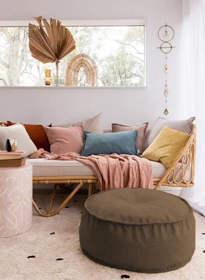Round Decorative Linen Floor Cushion Linen Brown 90x25cm - v1688654360/N38504187A_1