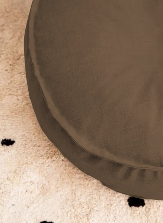 Round Decorative Linen Floor Cushion Linen Brown 90x25cm - v1688654360/N38504187A_2