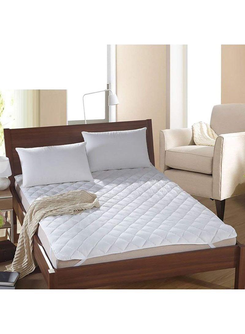 Mattress Protector of Microfiber With Rubber Edges Waterproof Cotton Blend White 200x160cm - Image 1