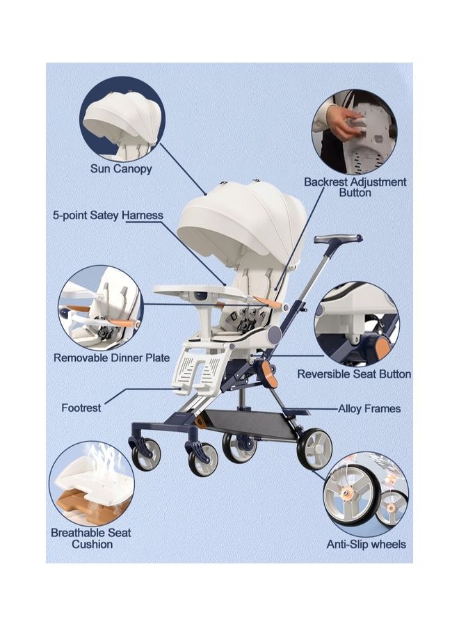 كيدل جسم قابل للطي والاستلقاء، عربة أطفال ذات مناظر طبيعية عالية ثنائية الاتجاه - Image 5