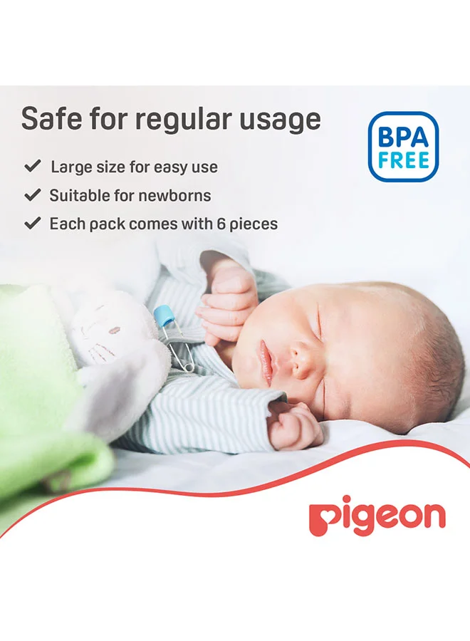 pigeon Safety Pins - Large 6 pieces Set Assorted