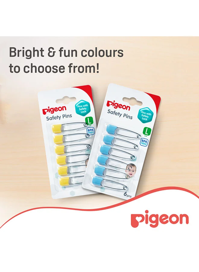 pigeon Safety Pins - Large 6 pieces Set Assorted