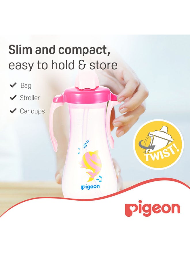 بيجون زجاجة رضاعة ذات سترو طويلة - 300 مل - وردي - Image 2