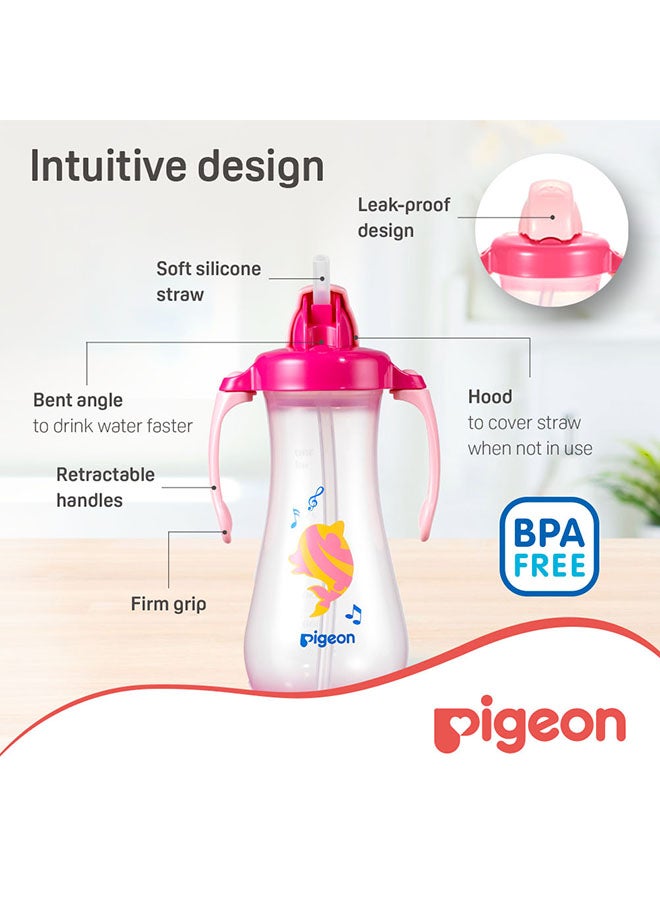 بيجون زجاجة رضاعة ذات سترو طويلة - 300 مل - وردي - Image 3
