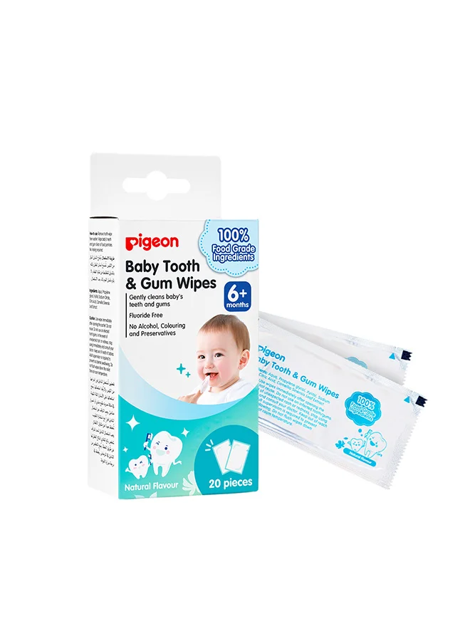pigeon Baby Tooth And Gum Wipes - 20 Sheets - Natural Flavor