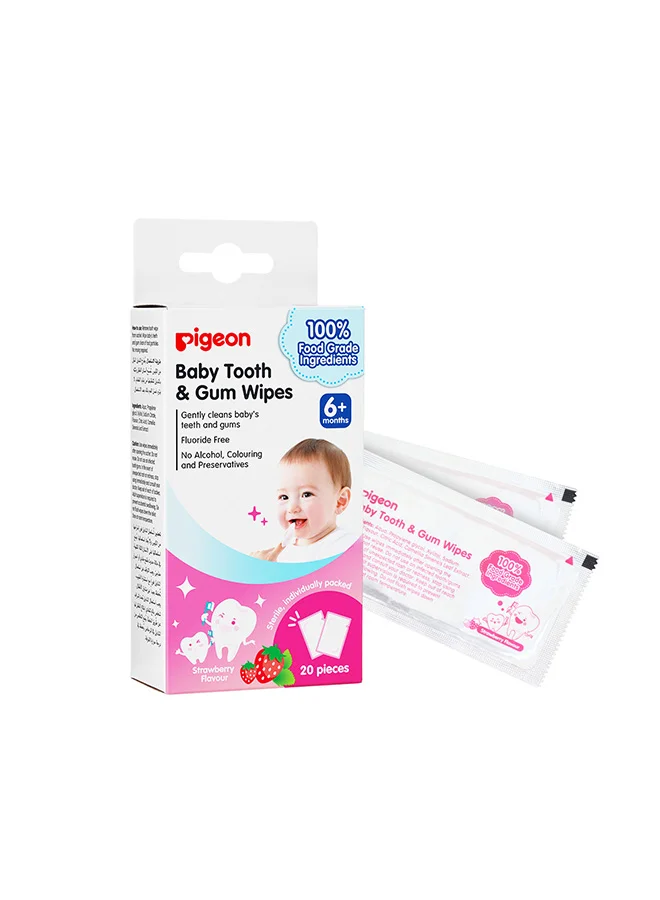 pigeon Baby Tooth And Gum Wipes - 20 Sheets - Strawberry Flavor