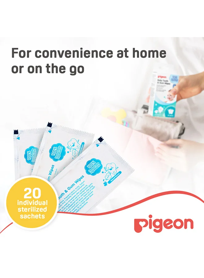 pigeon Baby Tooth And Gum Wipes - 20 Sheets - Natural Flavor
