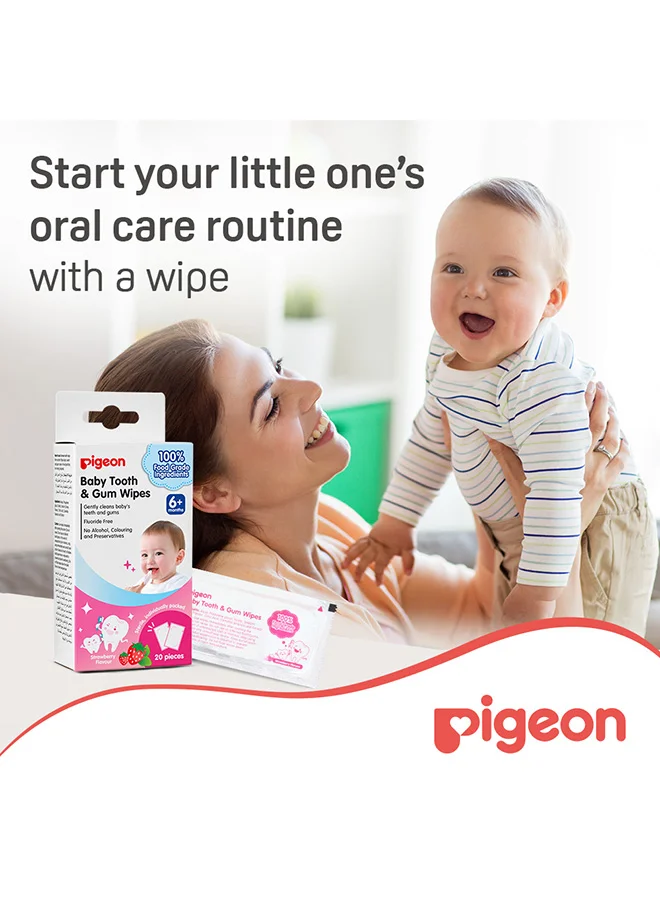 pigeon Baby Tooth And Gum Wipes - 20 Sheets - Strawberry Flavor