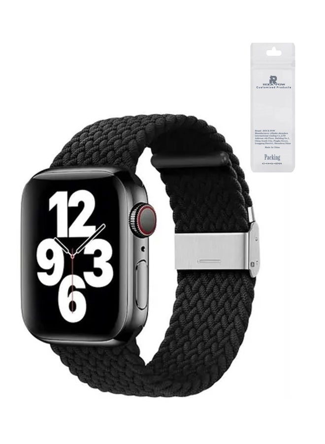 Rock Pow - Nylon Solo Loop Strap Compatible With Apple Watch 42/44/45/49mm SE /Series 7/6/5/4/3/2/1 Black - Image 1