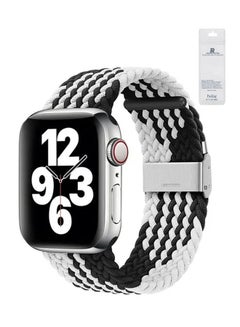 Nylon Solo Loop Strap Compatible With Apple Watch 42/44/45/49mm SE /Series 7/6/5/4/3/2/1 Black and White