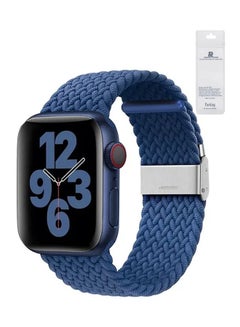 حزام بحلقة منفردة من النايلون متوافق مع ساعات Apple مقاس 42/44/45/49 ملم SE /السلسلة 7/6/5/4/3/2/1 أزرق أزرق