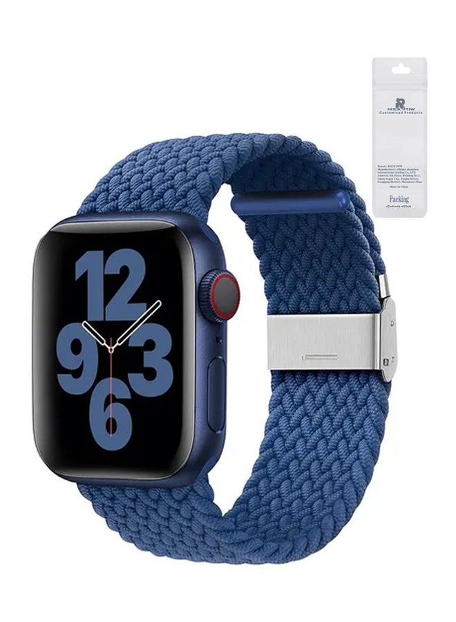 روك بو - حزام بحلقة منفردة من النايلون متوافق مع ساعات Apple مقاس 42/44/45/49 ملم SE /السلسلة 7/6/5/4/3/2/1 أزرق أزرق - Image 1