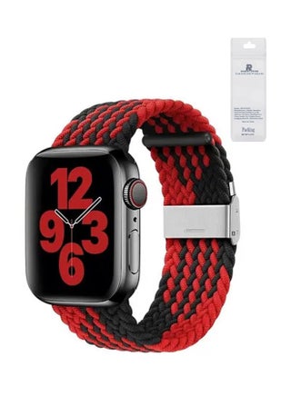 Nylon Solo Loop Strap Compatible With Apple Watch 38/40/41mm SE /Series 7/6/5/4/3/2/1 Black/RED - v1688714265/N50959361A_1