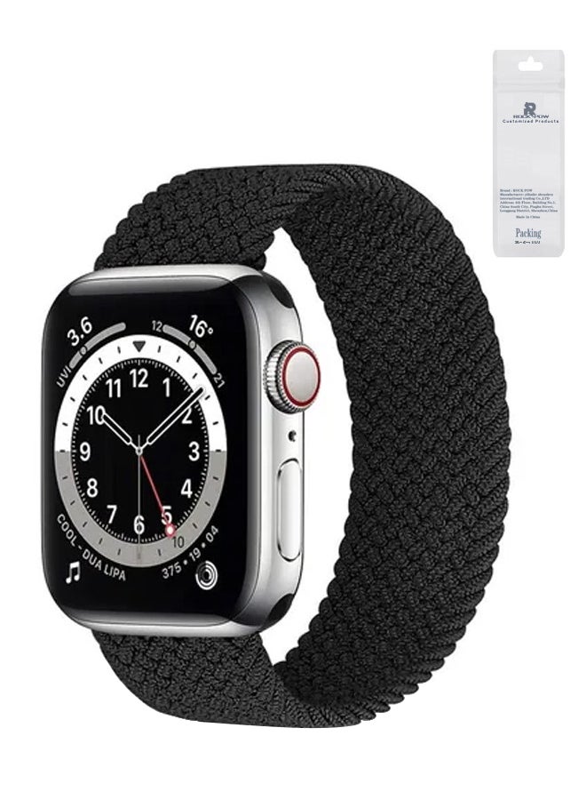 Rock Pow - Braided Solo Loop Stretchy Strap Compatible With Apple Watch Band SE 38/40/41mm iWatch Series 7/6/5/4/3/2/1 Black Black - Image 1
