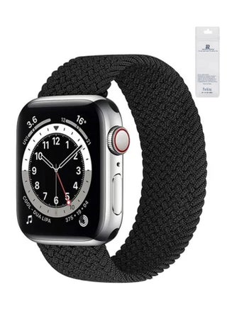 Braided Solo Loop Stretchy Strap Compatible With Apple Watch Band SE 42/44/45/49mm iWatch Series 7/6/5/4/3/2/1 Black - v1688714265/N50959371A_1
