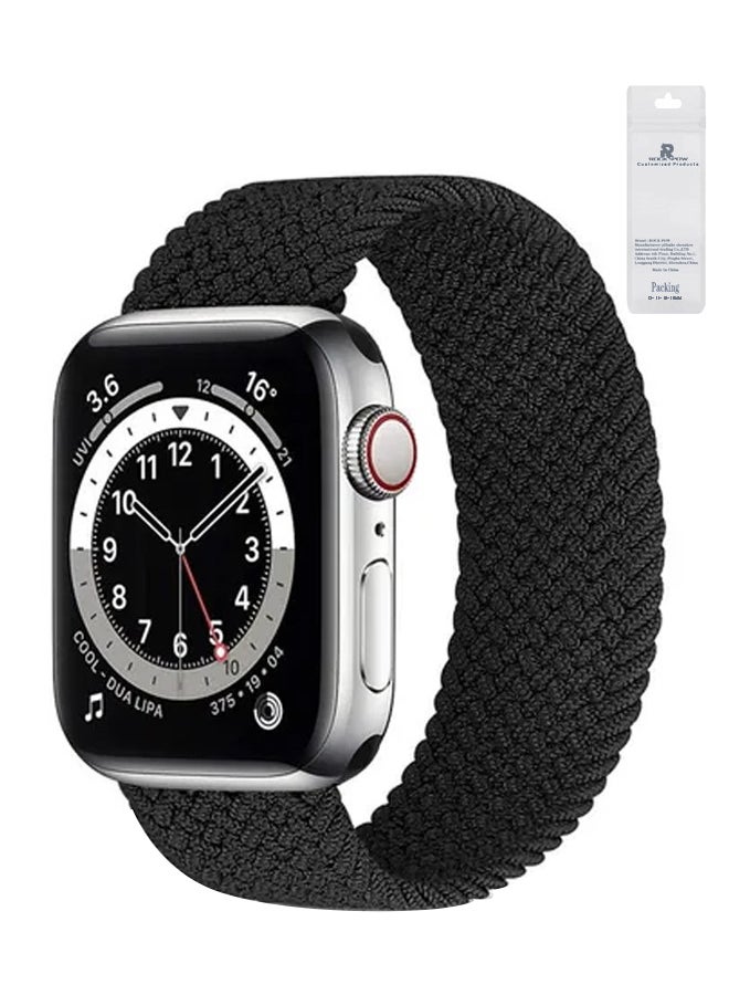 Braided Solo Loop Stretchy Strap Compatible With Apple Watch Band SE 42/44/45/49mm iWatch Series 7/6/5/4/3/2/1 Black