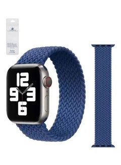 Braided Solo Loop Stretchy Strap Compatible With Apple Watch Band SE 42/44/45/49mm iWatch Series 7/6/5/4/3/2/1 Blue