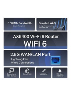 TP-LINK AX5400 Wi-Fi 6 Router (Archer AX72 Pro) - Multi Gigabit Wireless Internet Router, 1 x 2.5 Gbps Port, Dual Band, VPN Router, Guest Network, MU-MIMO, USB 3.0 Port, WPA3, Compatible with Alexa Black  - Image 4