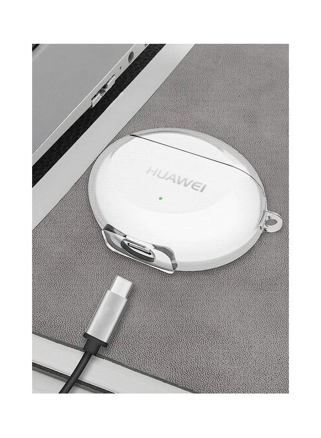 MARGOUN Huawei 4i Freebuds Case Earbuds Soft TPU Protective Crystal Clear Transparent Case Cover With Key Ring Clear  - Image 2