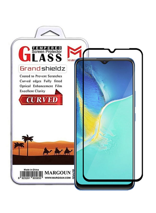 MARGOUN Vivo Y15s Screen Protector Tempered Glass Full Glue Back Black Side - Image 1