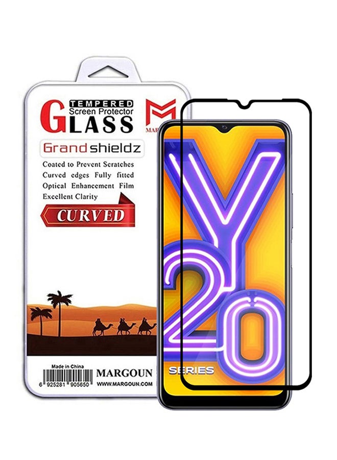 MARGOUN Vivo Y20 Screen Protector Tempered Glass Full Glue Back Black Side - Image 1