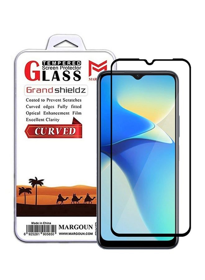 MARGOUN Vivo Y33e Screen Protector Tempered Glass Full Glue Back Black Side - Image 1
