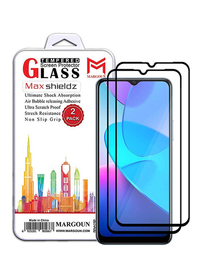 مارجون 2 Pack For Vivo Y11s Screen Protector Tempered Glass Full Glue Back Black Side - Image 1