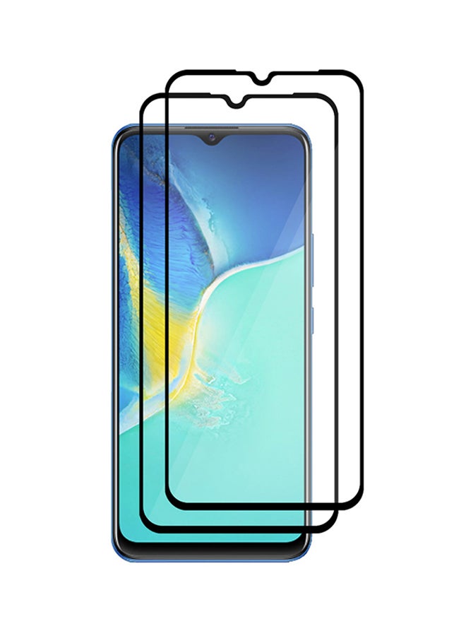 مارجون 2 Pack For Vivo Y15s Screen Protector Tempered Glass Full Glue Back Black Side - Image 2