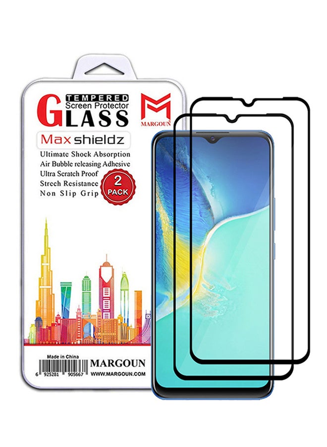 MARGOUN 2 Pack For Vivo Y01 Screen Protector Tempered Glass Full Glue Back Black Side - Image 1