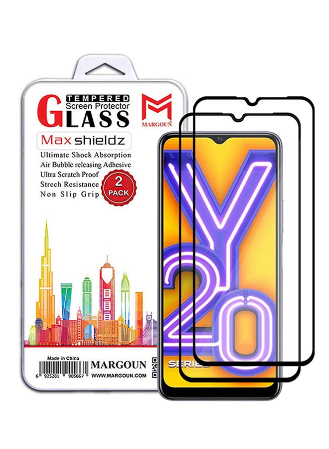 MARGOUN 2 Pack For Vivo Y20 Screen Protector Tempered Glass Full Glue Back Side Black - Image 1