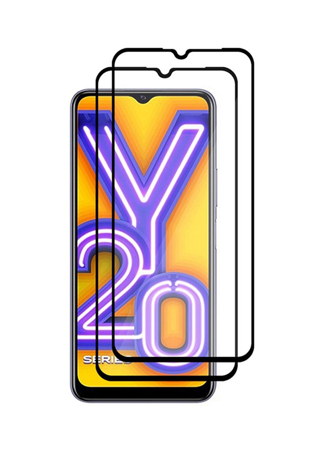 MARGOUN 2 Pack For Vivo Y20 Screen Protector Tempered Glass Full Glue Back Side Black - Image 2