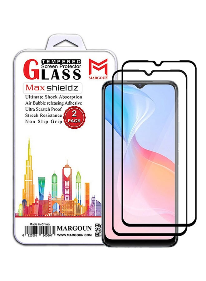 MARGOUN 2 Pack For Vivo Y21 Screen Protector Tempered Glass Full Glue Back Black Side - Image 1