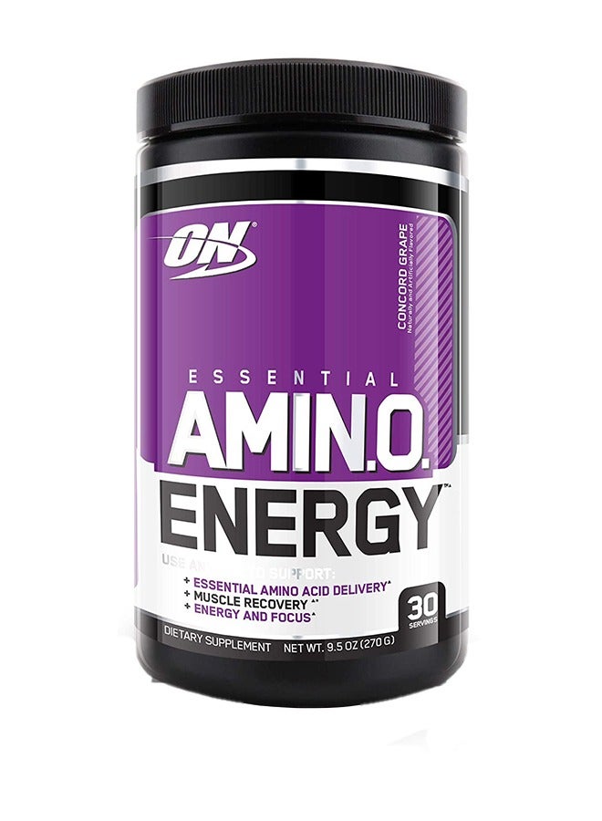 Optimum Nutrition Amino Energy Pre Workout With Green Tea BCAA Amino Acids Keto Friendly Green Coffee Extract Zero Grams Of Sugar Anytime Energy Powder Concord Grape 30 Servings  - Image 1
