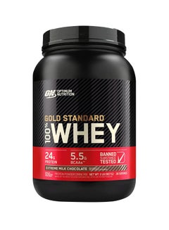 Optimum Nutrition Gold Standard 100% Whey Protein Powder Primary Source Isolate, 24 Grams of Protein for Muscle Support and Recovery - Extreme Milk Chocolate, 2 Lbs, 28 Servings (907 Grams)  - Image 1