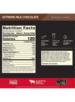 Optimum Nutrition Gold Standard 100% Whey Protein Powder Primary Source Isolate, 24 Grams of Protein for Muscle Support and Recovery - Extreme Milk Chocolate, 2 Lbs, 28 Servings (907 Grams)  - Image 3