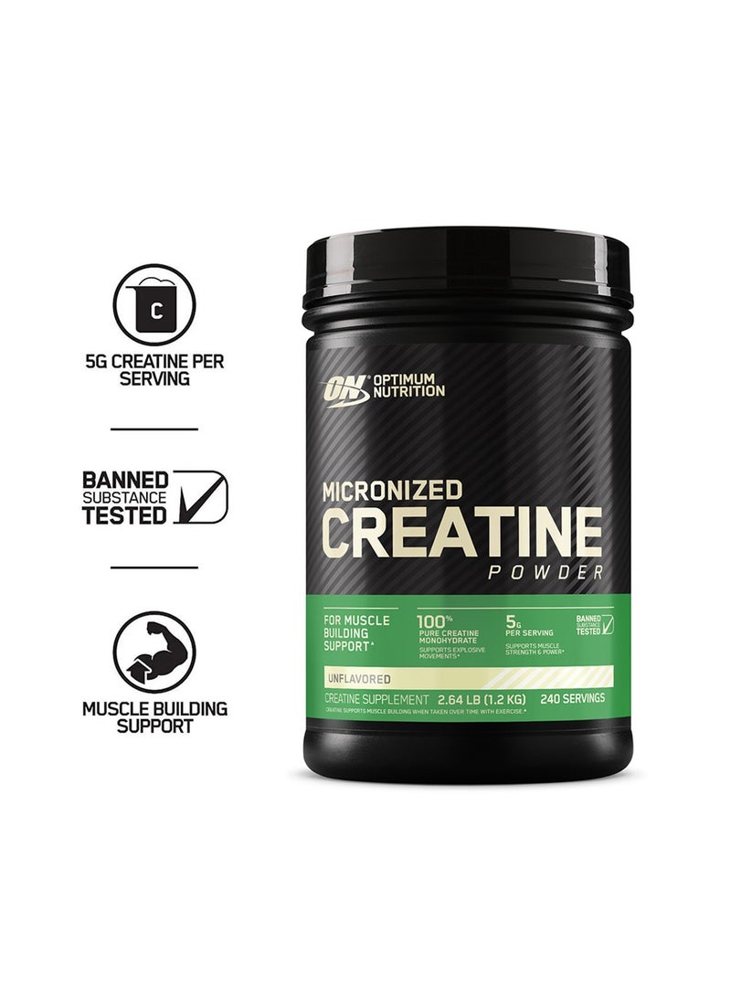 Micronized Creatine Monohydrate Powder for Muscle Building Support - Unflavored, 600 Grams, 120 Servings - v1688969705/N53418663A_2