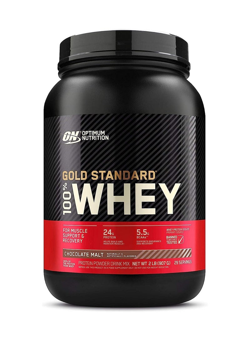 Optimum Nutrition - Gold Standard 100% Whey Protein Powder Primary Source Isolate, 24 Grams of Protein for Muscle Support and Recovery - Chocolate Malt , 2 Lbs, 29 Servings (907 Grams) - Image 1