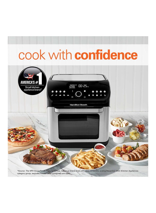 Hamilton Beach Digital Air Fryer Oven, 16 Cooking Modes And 7 Accessories To Airfry, Bake, Roast, Rotisserie Grill, Toast, Dehydrate, Defrost, Reheat, Keep Warm 12 L 1500 W AF1212-ME Black/Silver  - Image 4