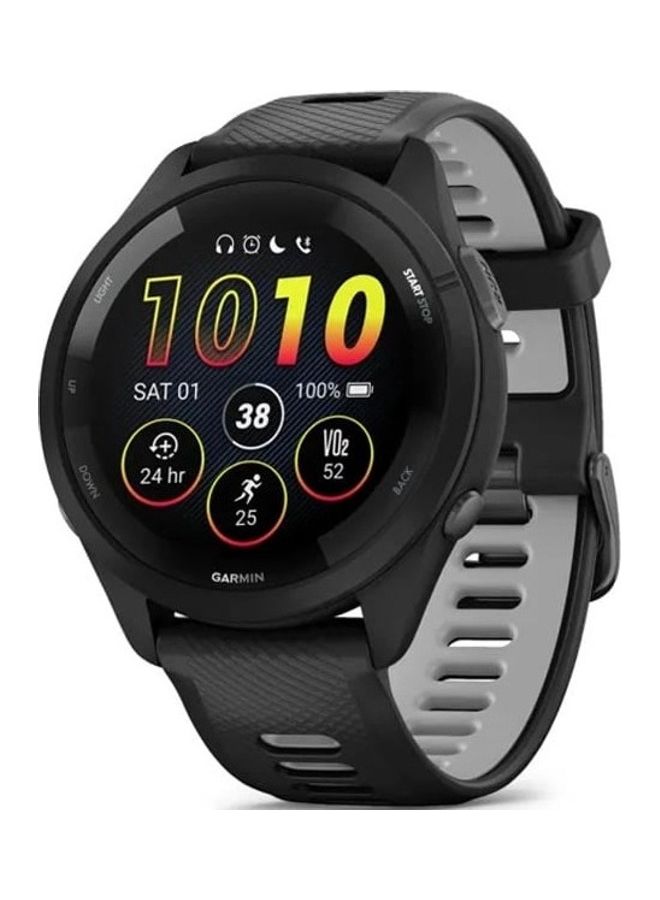 GARMIN - Forerunner 265 - 46MM - Up To 20 Hours Battery Life In GPS Mode - 1.3"inch Amoled Display, Scratch Resistant, Corning® Gorilla® Glass 3, Heart Rate Monitor, Stress Tracking, Save Music On Device, Advanced GPS and Running Features, Advanced Training Metrics and Recovery Insights, iOS and Android Compatible Black - Image 1