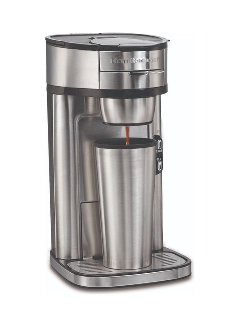 The Scoop Single-Serve Coffee Maker, Brews 250-410 Ml Cups Coffee In Mins, 2 Metal Filters, 2 Brew Settings, Adjustable Mug Stand, Stainless Steel 410 ml 1400 W 49981-SAU Silver